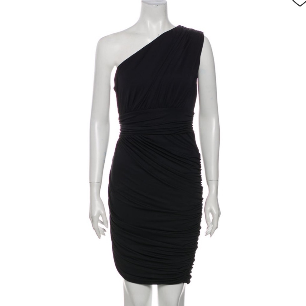 Halston Heritage One Shoulder Black Mini Dress